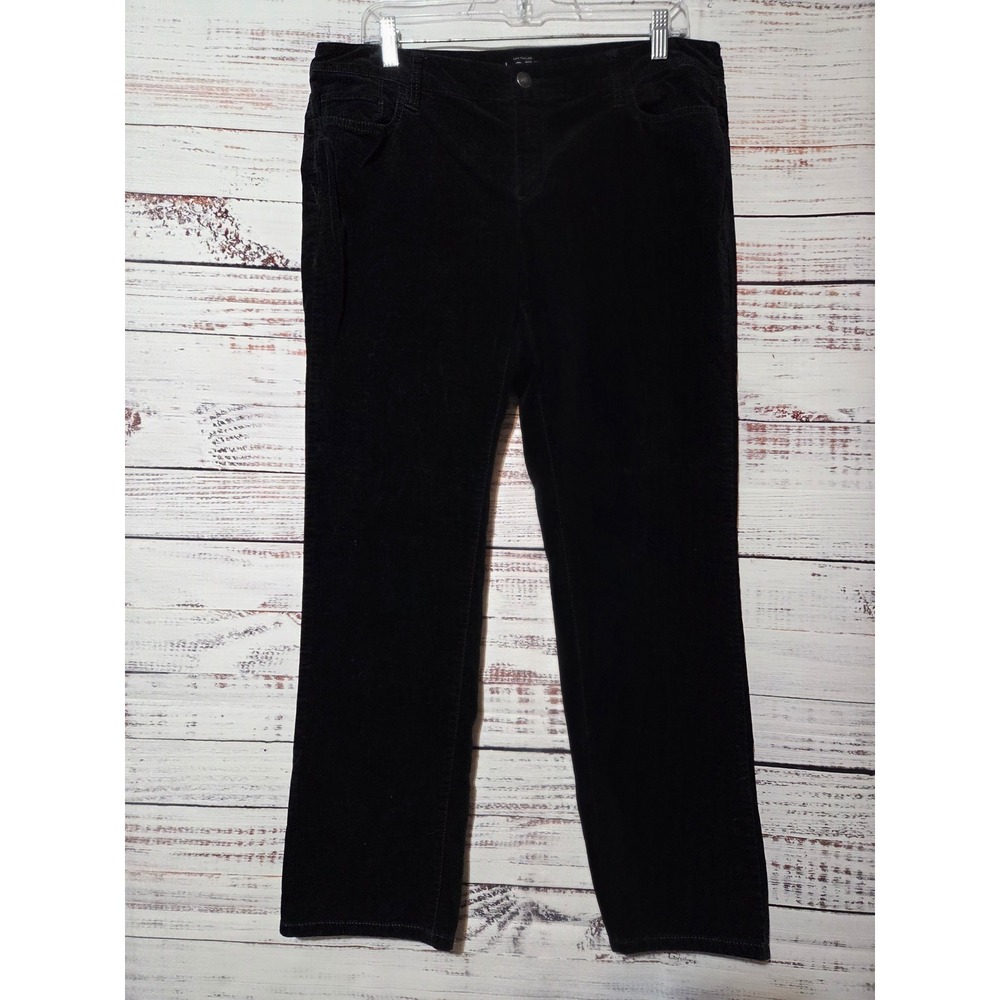 Ann Taylor Loft Modern Straight Leg Velvet Corduroy Pants Black 12P Petite
